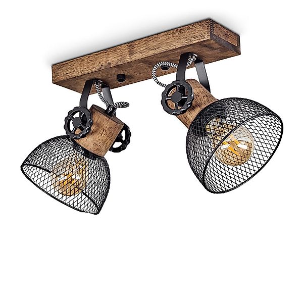 hofstein Deckenleuchte »Cotes« Deckenlampe, Holz/Metall, Braun/Schwarz günstig online kaufen