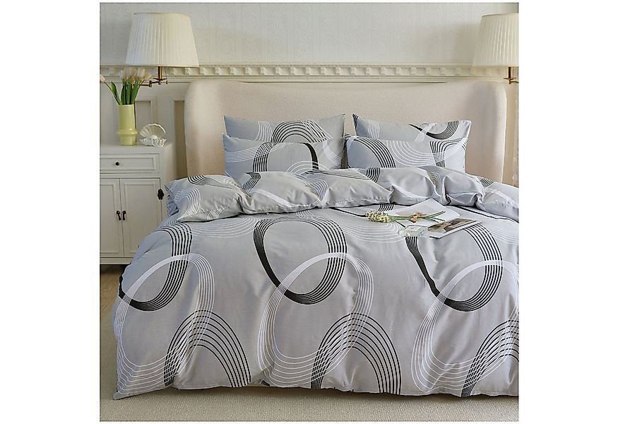 KEAYOO Bettwäsche Grau Klassische Eleganz, 2 teilig, 100% Baumwolle für Kom günstig online kaufen