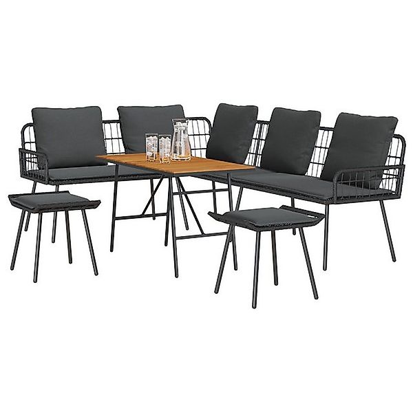 vidaXL Loungesofa Set aus 3 Schwarz Stahl, Polyester Mittel Leicht, 3 Teile günstig online kaufen