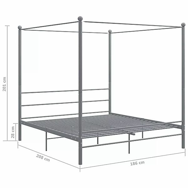 Himmelbett Grau Metall 180x200 Cm günstig online kaufen