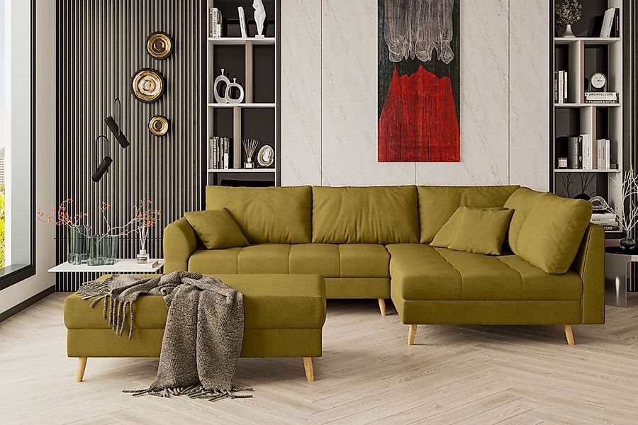 99rooms Ecksofa Bello, Sofa L-Form mit Hocker, links oder rechts bestellbar günstig online kaufen