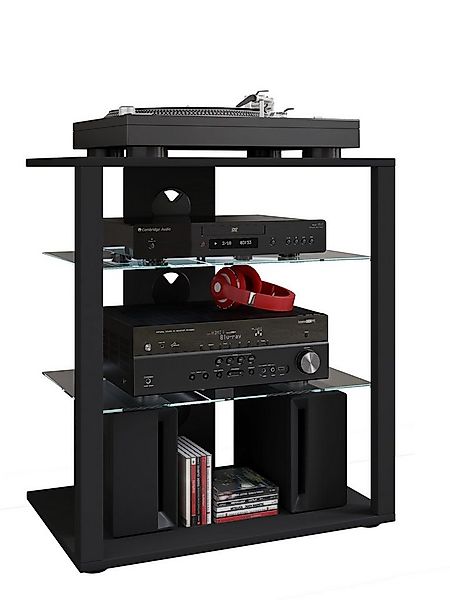 VCM TV-Rack Hifi Möbel Rack Alu Glas Phono Mediaregal Folas günstig online kaufen