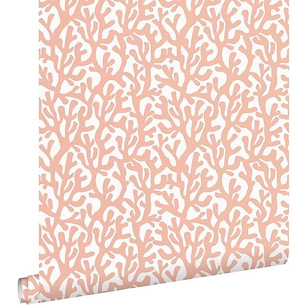 ESTAhome Tapete Koralle Terrakottarosa und Weiß 50 x 900 cm günstig online kaufen