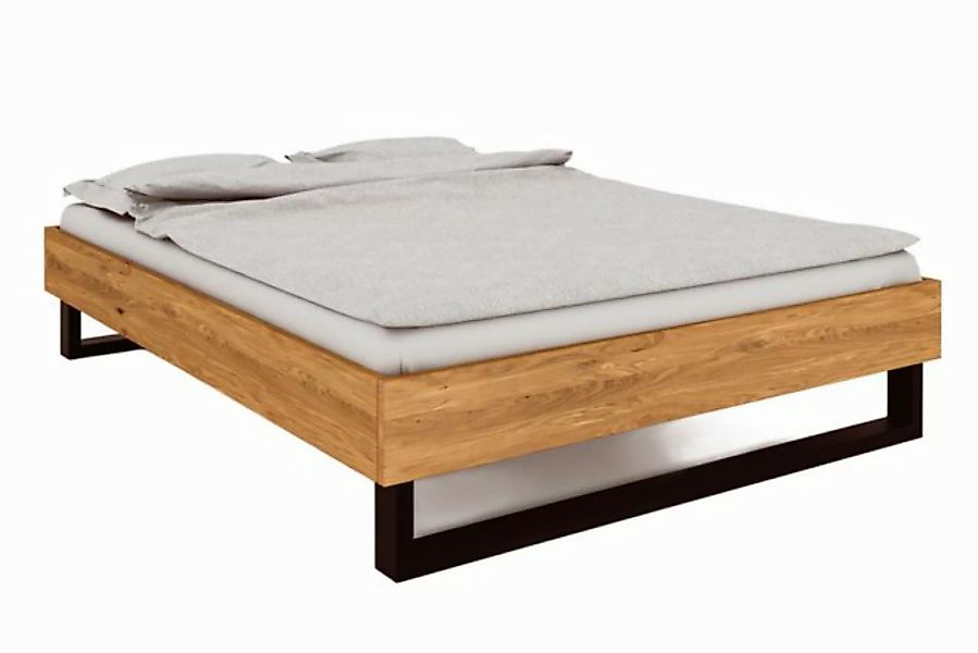 byoak Bett STEEL 140 x 190 aus Massivholz, ohne Kopfteil, Naturgeölt günstig online kaufen