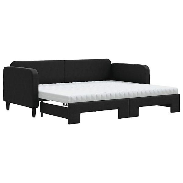 vidaXL Tagesbett Ausziehbar mit Matratzen Schwarz 90x190 cm Stoff 3196846 günstig online kaufen