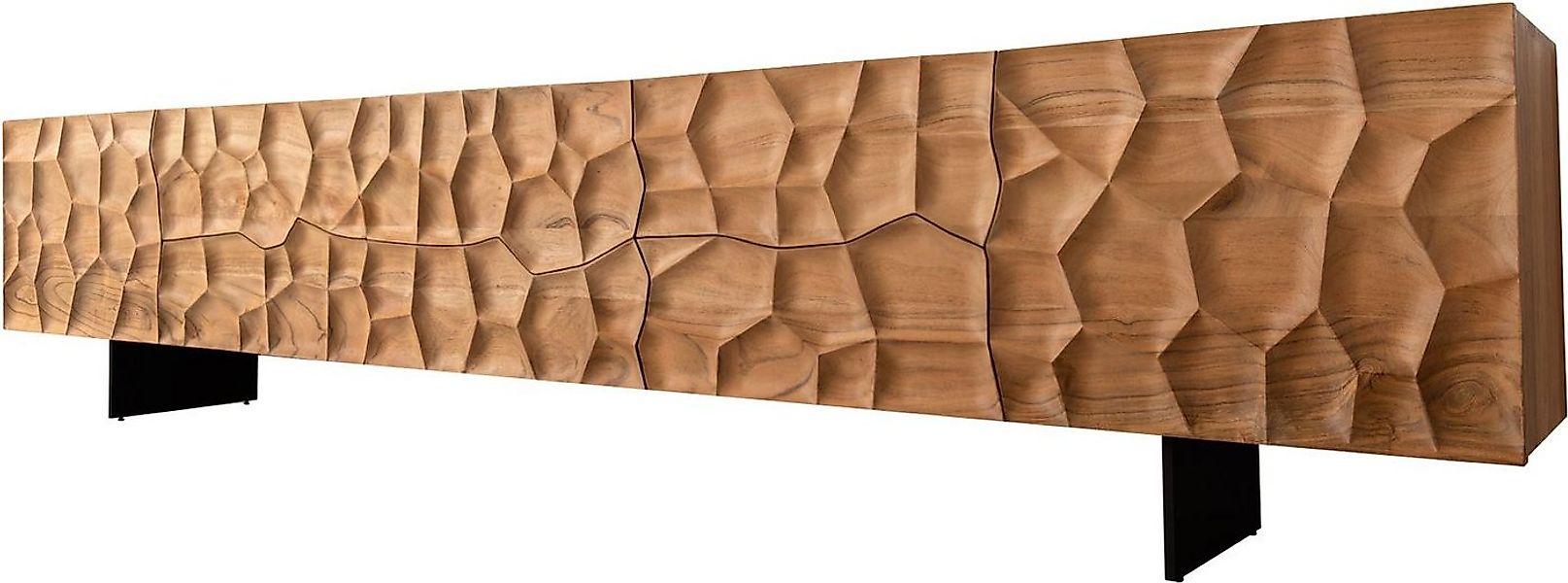 DELIFE Lowboard Solu, Akazie Natur 260 cm 2 Türen 6 Schübe Lowboard 3D-Fron günstig online kaufen