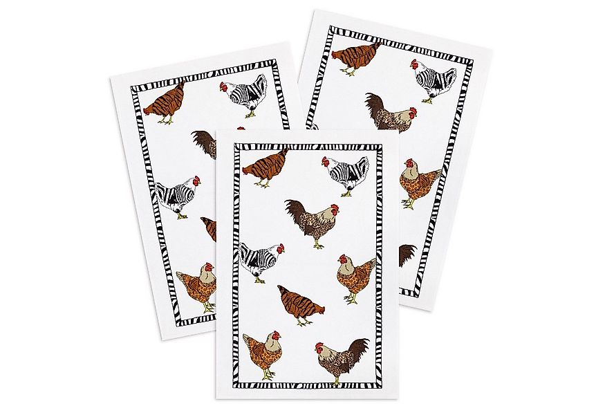 Kracht Geschirrtuch Zebrahühner, (Set, 3-tlg., Set), 3er Pack Frottee Küche günstig online kaufen