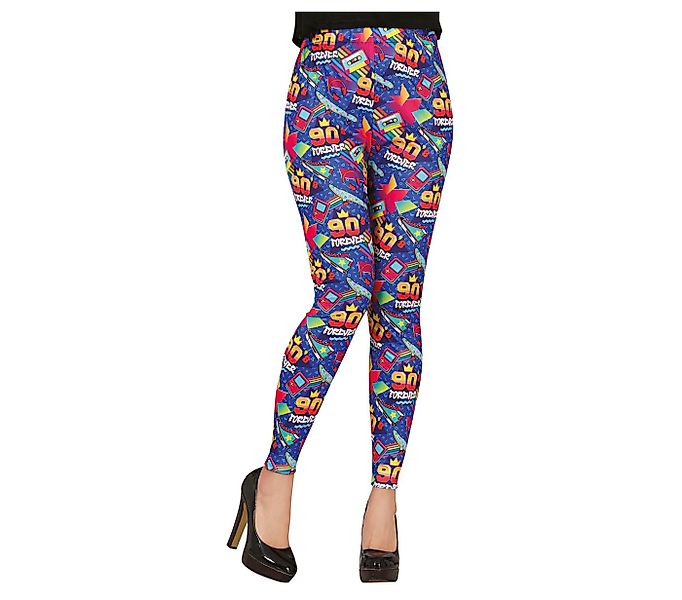 Fiestas Guirca Kostüm, 90s Retro Bunt Party Muster Leggings Karneval Look A günstig online kaufen
