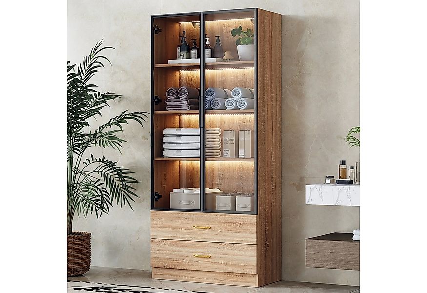 HAUSS SPOLE Vitrine 170×75cm Highboard Küchenschrank Beistellschrank Kommod günstig online kaufen