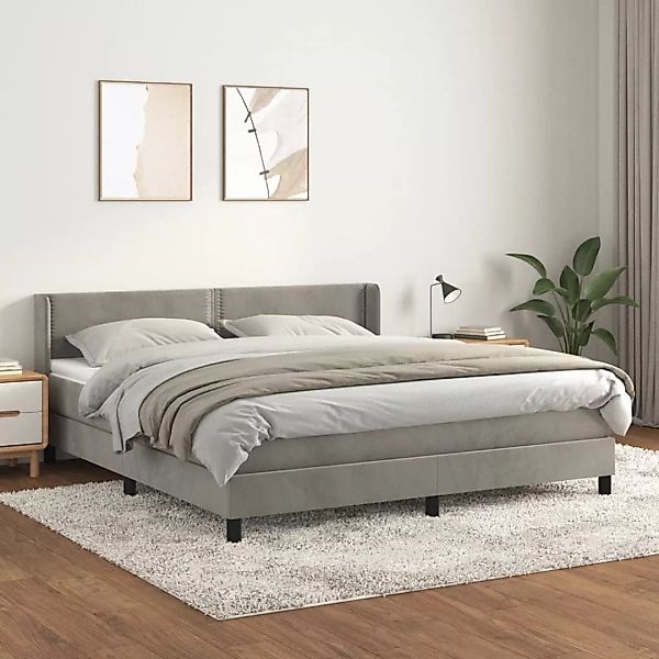 Vidaxl Boxspringbett Mit Matratze Hellgrau 160x200 Cm Samt günstig online kaufen