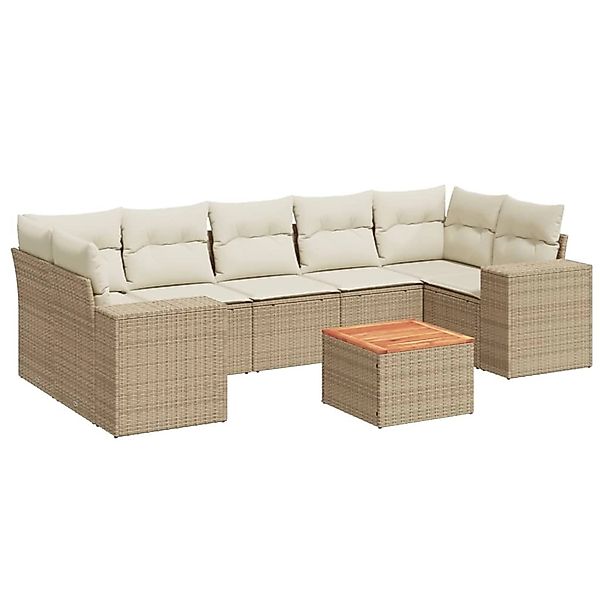 vidaXL 8-Tlg Garten-Sofagarnitur mit Kissen Beige Poly Rattan 3225358 günstig online kaufen