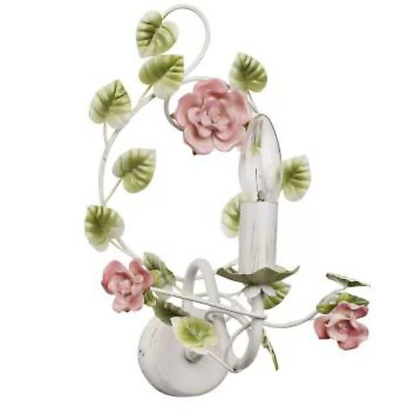 Wandleuchte Shabby Weiß Keramik Blumen POMONA günstig online kaufen