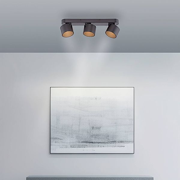 PURE LED-Deckenspot Cup, schwarz, Länge 56 cm, Metall 3-flg. günstig online kaufen