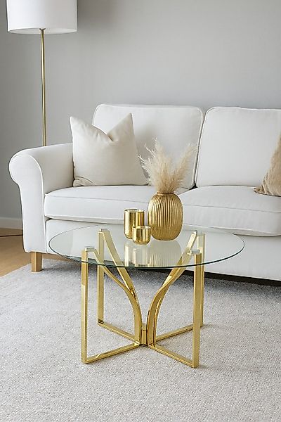 moebel-direkt-online Couchtisch Runder Couchtisch mit Metallgestell günstig online kaufen