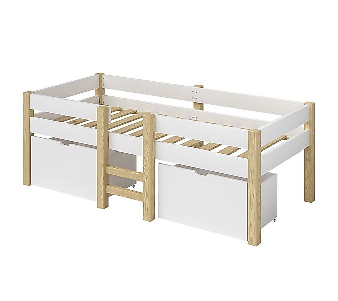 Bellabino Hochbett Aspy mit Rausfallschutz und Lattenrost 90x200 cm (natur günstig online kaufen