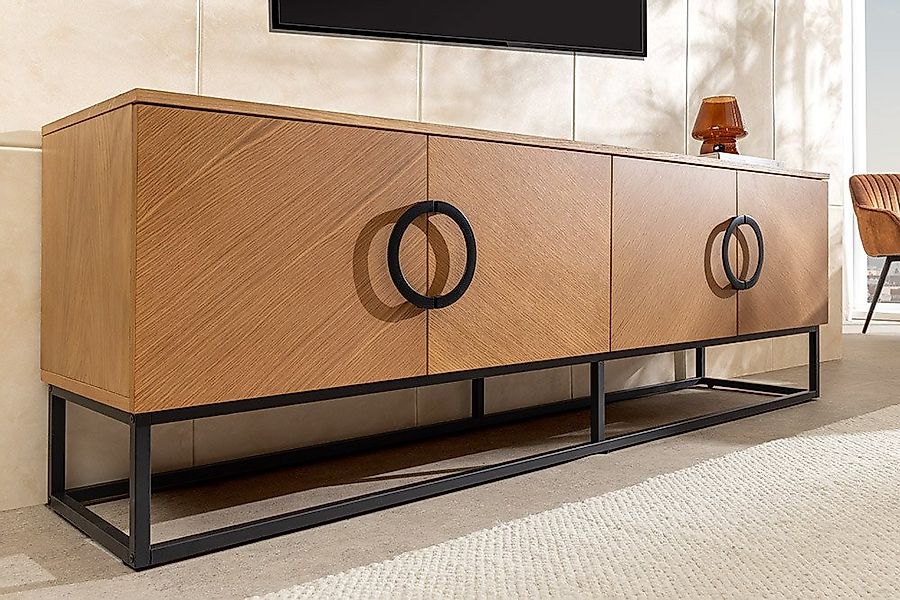 riess-ambiente Lowboard GRANDEZZA 180cm natur schwarz – Eiche, Metall, Indu günstig online kaufen