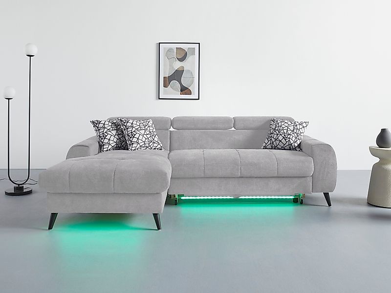 COTTA Ecksofa "Mia L-Form mit 3 Zierkissen" wahlweise mit Bettfunktion, Bet günstig online kaufen
