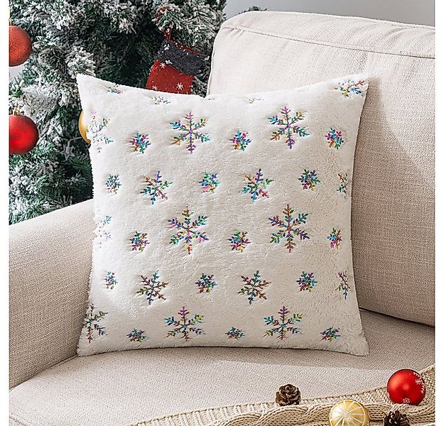 Rosnek Kissenbezug 45* 45cm, Pailletten Schneeflocke, für Weihnachten Wohnz günstig online kaufen