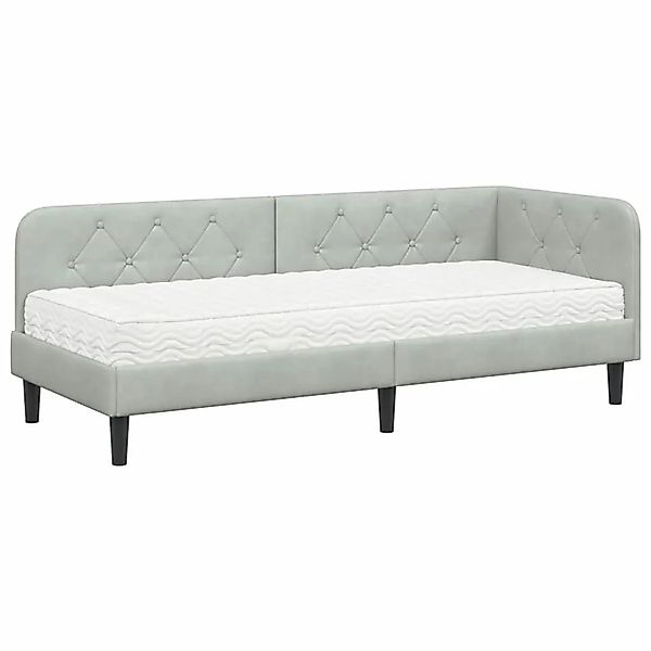 vidaXL Eckbettgestell mit Matratze Hellgrau 80 x 200 cm Samt 3394134 günstig online kaufen