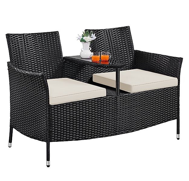 Yaheetech Balkonset 2-Sitzer Polyrattan Gartenbank, Gartenstuhl aus PE-Ratt günstig online kaufen