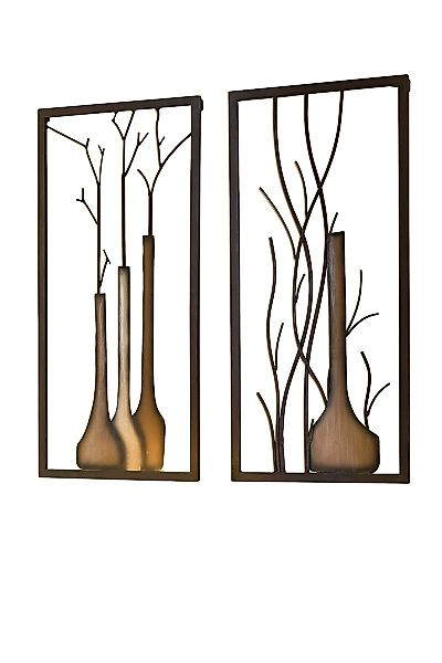 GILDE Wanddekoobjekt 2er-Set Metall-Wandbilder – Vasen günstig online kaufen