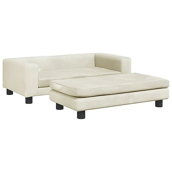 vidaXL Kindersofa Kindersofa mit Hocker Creme 100x50x30 cm Samt Kindercouch günstig online kaufen