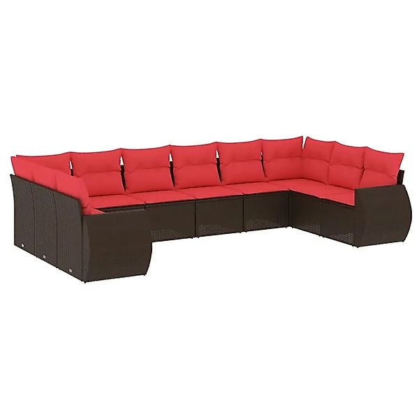 vidaXL 10-Tlg Gartensofa-Set mit Kissen Braun Polyrattan 3221873 günstig online kaufen
