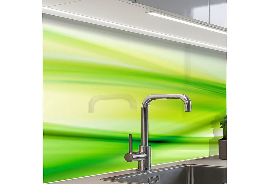KitchenYeah Küchenrückwand selbstklebend Wellen - Abstrakt - Grün, (1-tlg), günstig online kaufen