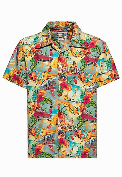 KingKerosin Kurzarmhemd Miami & Long Beach Allover-Print mit sommerlichem F günstig online kaufen