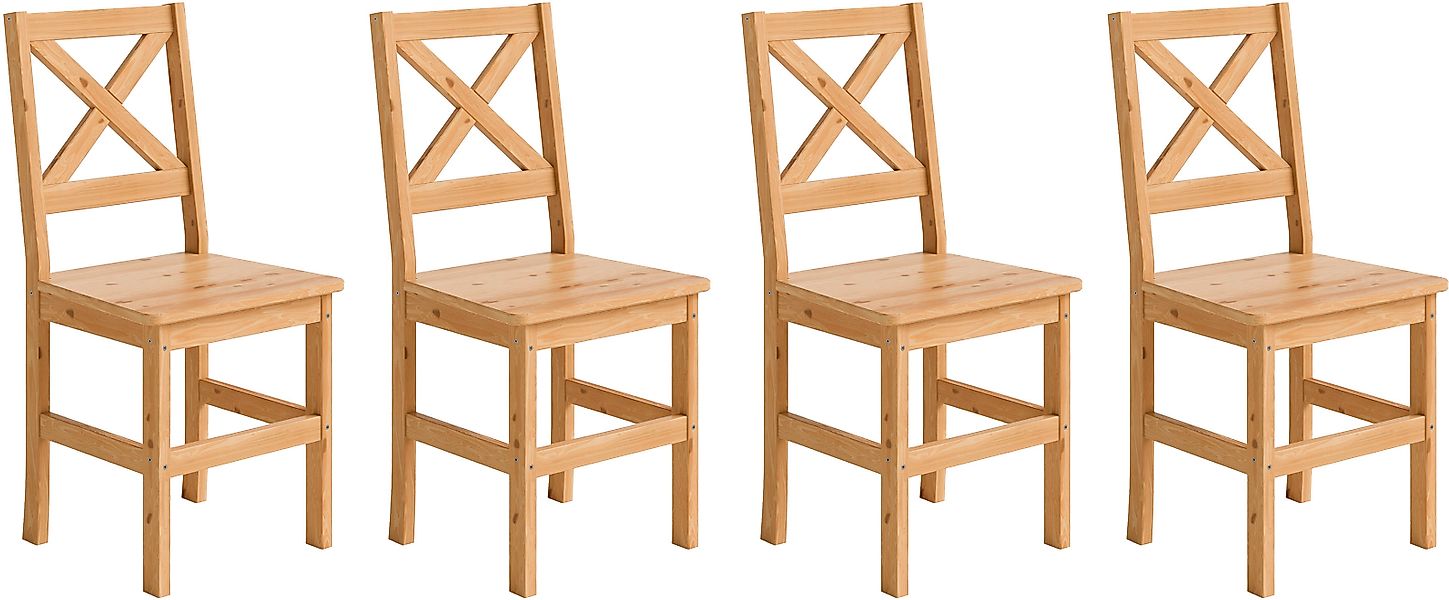 Home affaire 4-Fußstuhl »Malmö« (Set) 4 Stk.Holzstuhl Kiefer Massivholz nat günstig online kaufen