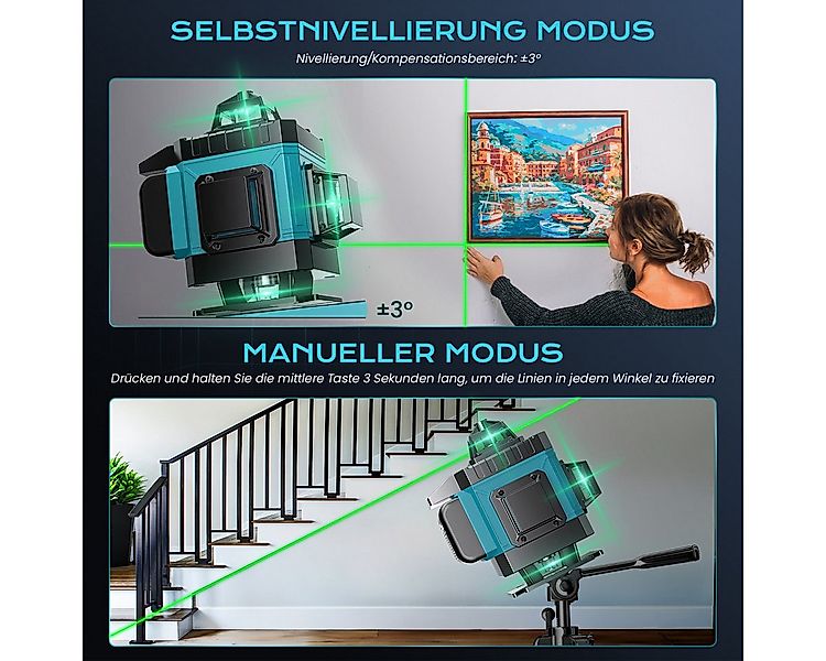 AeroAxis Kreuzlinienlaser Laserwasserwaage Selbstnivellierend,16 Linien, 4x günstig online kaufen