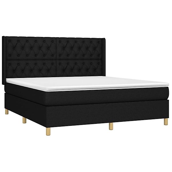 vidaXL Boxspringbett mit Matratze & LED Schwarz 160x200 cm Stoff 3139127 günstig online kaufen
