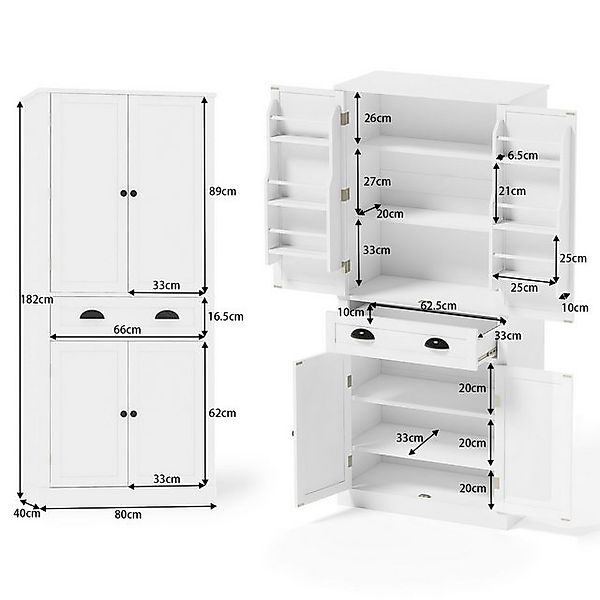 HAUSS SPOLE Hochschrank 182cm Highboard Küchenschrank Beistellschrank mit v günstig online kaufen