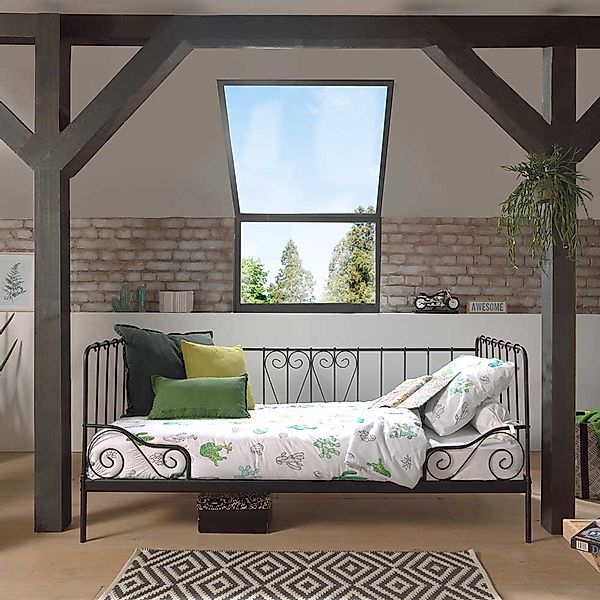Vintage Bett in Schwarz Metall günstig online kaufen