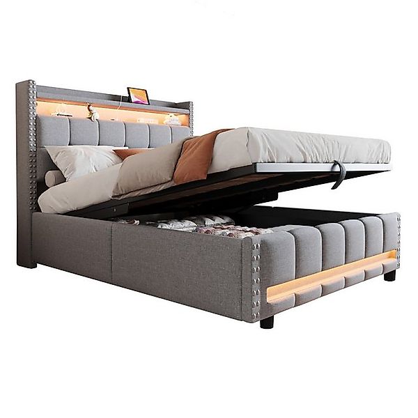 OKWISH Polsterbett Stauraumbett Funktionsbett (Stauraumbett,mit LED-Beleuch günstig online kaufen