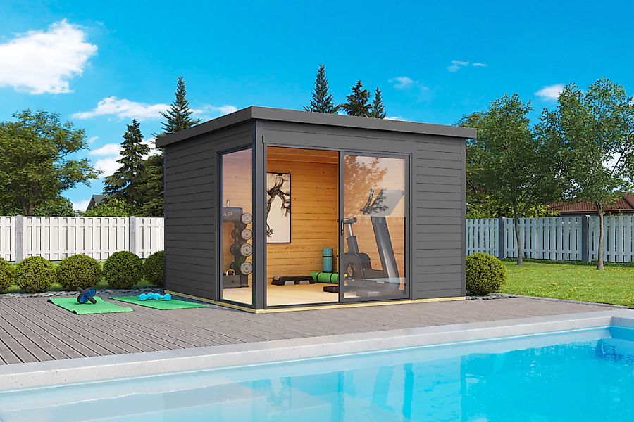 LASITA MAJA Gartenhaus "DOMEO 1 CARBONGRAU/ANTHRAZIT" Fundamentmass 3000 x günstig online kaufen