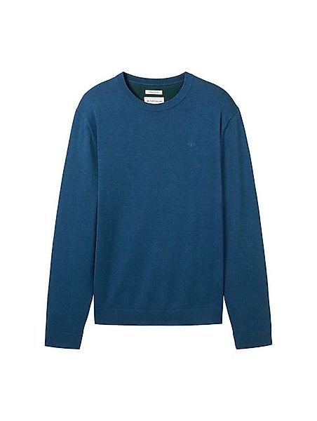 TOM TAILOR Strickpullover Strickpullover mit Rundhalsausschnitt mit Logo St günstig online kaufen