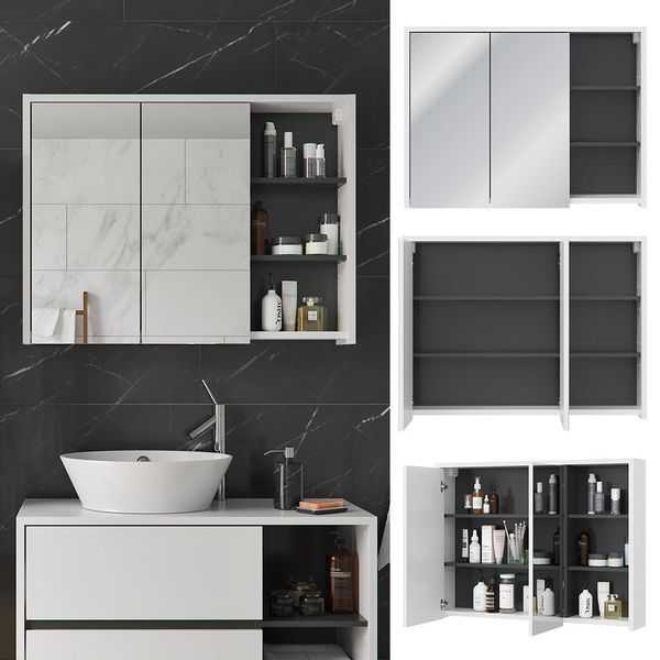 Vicco Badezimmerspiegelschrank Viola, Anthrazit/Weiß, 100 x günstig online kaufen