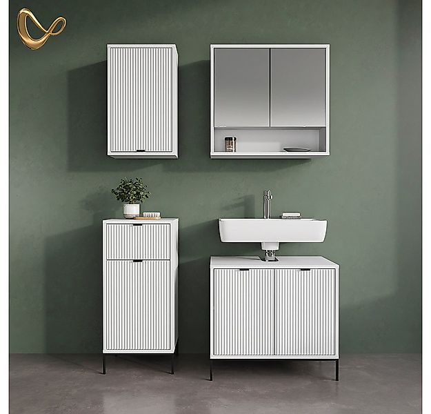 Livinity® Badezimmerspiegelschrank ATERNO, Weiß, 70 x 65 cm mit 2 Türen günstig online kaufen