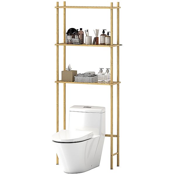 HOMCOM Toilettenregal 3 Ebenen Badezimmerregal mit Umkippschutz, platzspare günstig online kaufen