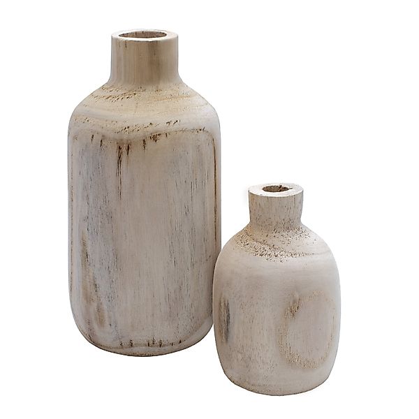Spetebo Dekovase Holz Blumenvase 2er Set günstig online kaufen