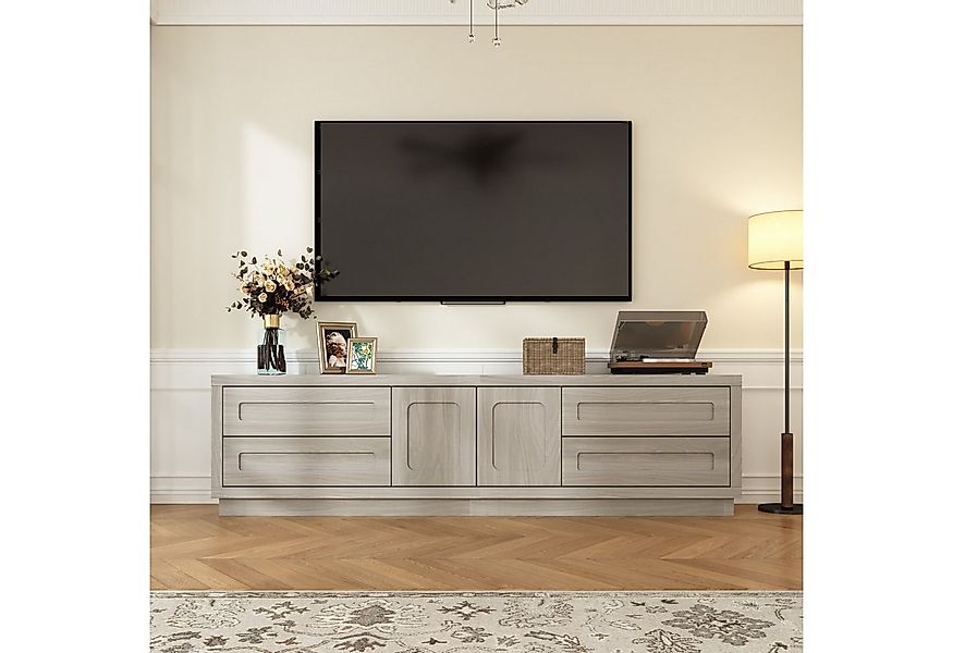 FUFU&GAGA Lowboard TV Schrank mit 10 Fächern 4 Türen, Walnuss günstig online kaufen