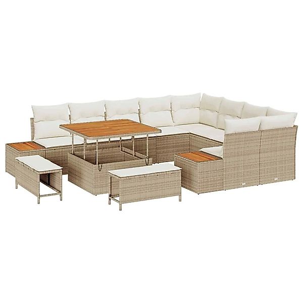 vidaXL Garten-Sofa-Set mit Kissen 12-Tlg Beige Poly Rattan 3362946 günstig online kaufen