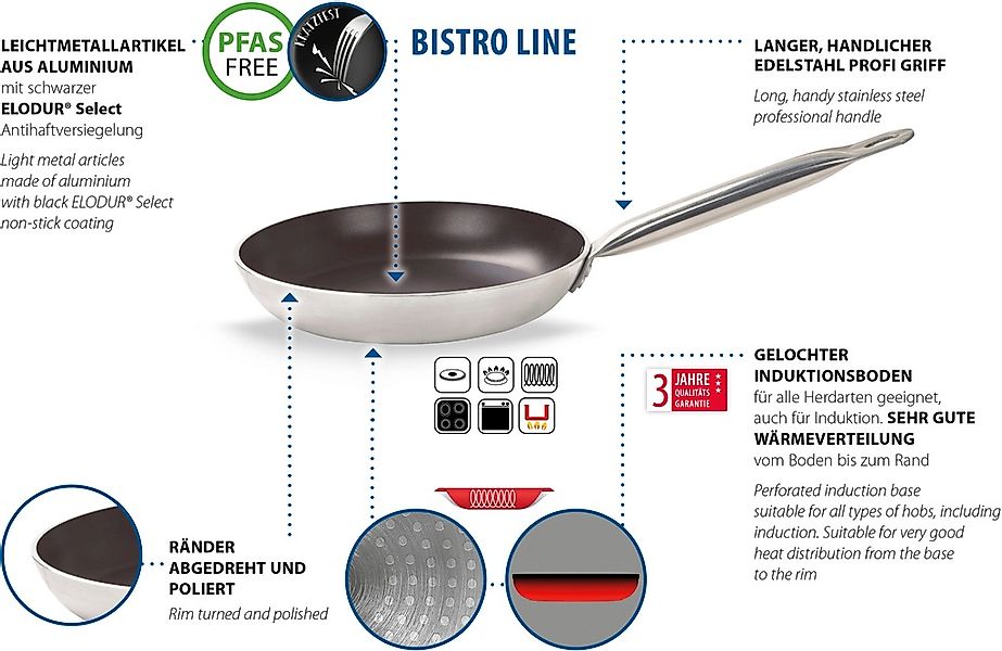 Elo Bratpfanne »Bistro Line«, Aluminium, (1 tlg.), langer, handlicher Edels günstig online kaufen