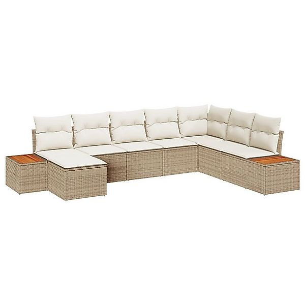vidaXL Loungesofa 8-teiliges Garten Sofa Set mit Kissen Beige Poly Rattan, günstig online kaufen