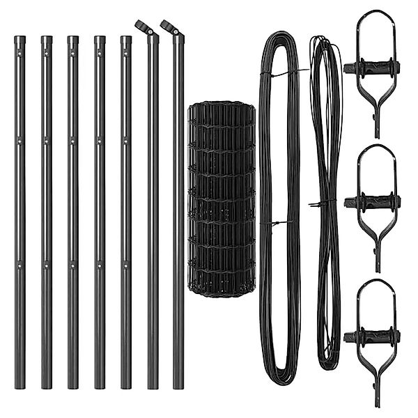 vidaXL Zaun mit Pfosten Grau 0,4 x 50 m Stahl und PVC 3350430 günstig online kaufen