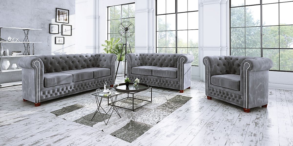 S-Style Möbel Polstergarnitur Chesterfield Leeds 3+2+1, günstig online kaufen