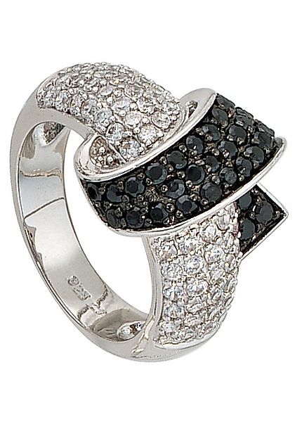 JOBO Silberring Ring mit Zirkonia schwarz weiß, 925 Silber rhodiniert günstig online kaufen