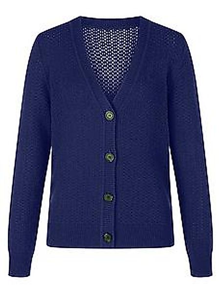 Strickjacke V-Ausschnitt Peter Hahn blau günstig online kaufen