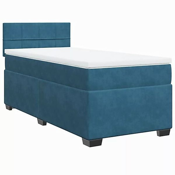 vidaXL Bett Boxspringbett mit Matratze Blau 100x200 cm Samt günstig online kaufen